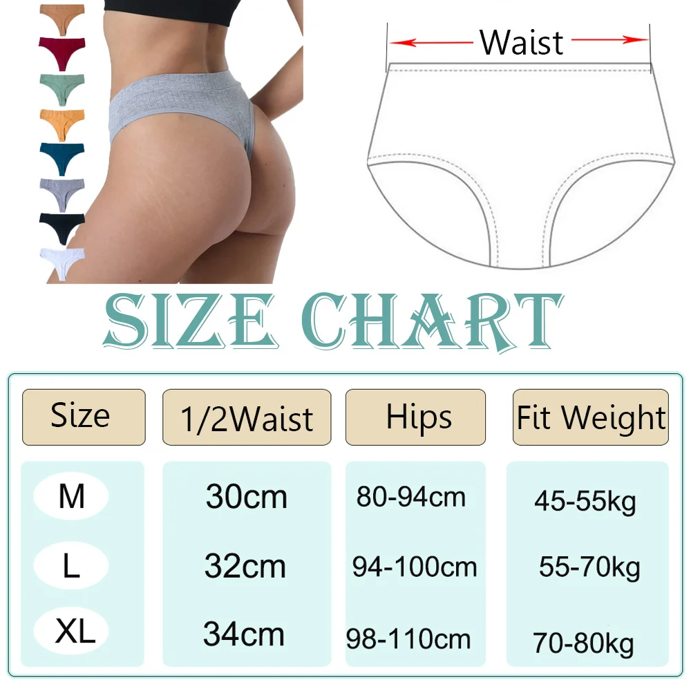 8PCS/Set Women Panties Cotton Solid Color Striped Underwear Sexy Sport Thongs Lingerie Soft Comfortable G-Strings Briefs Panties