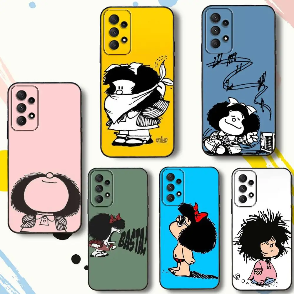 

C-Cute Girl M-Mafaldas-S Phone Case For Samsung Galaxy A 80,72,73,91,53,22,51,52,5G,Plus,J,Note Soft Black Cover