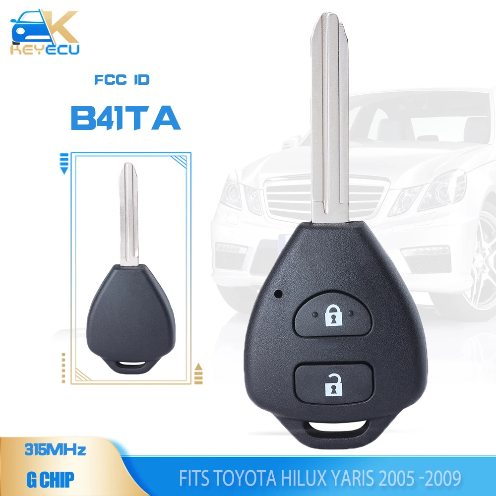 

KEYECU B41TA 433MHz 4D67 / 4D68 Chip Remote Key 2 Button Fob Fits TOYOTA HILUX YARIS 2005 2006 2007 2008 2009