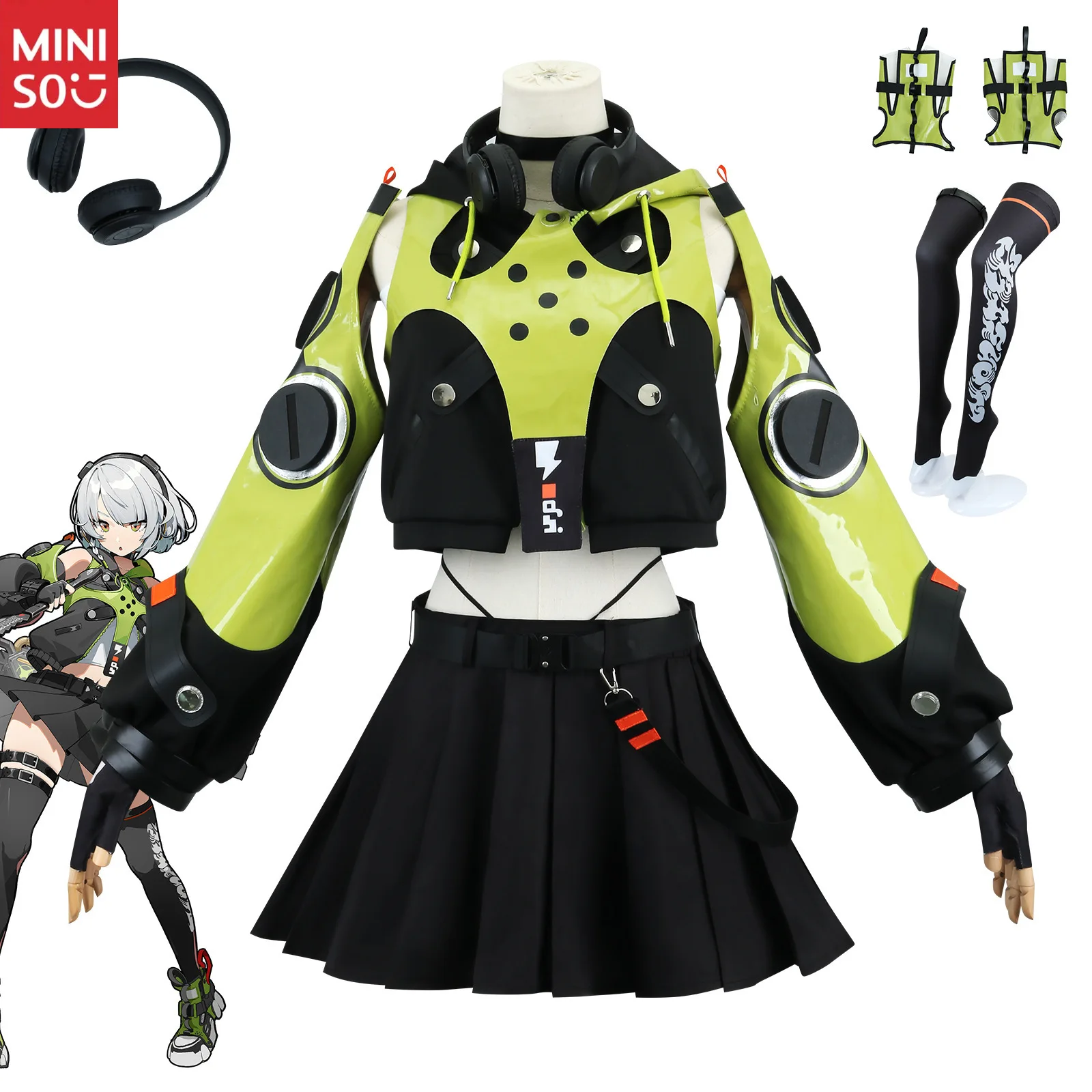 

Miniso Zenless Zone Zero Anby Demara Cosplay Costume, Cunning Hares Full Outfit Set