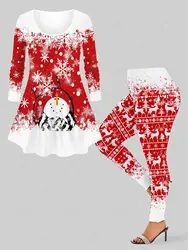 2023 New Christmas Pajama Set Women's 3D Print Snowflake Snowman Tree Branch Elk Daily Casual Home Sleepwear Outfits XS-6X