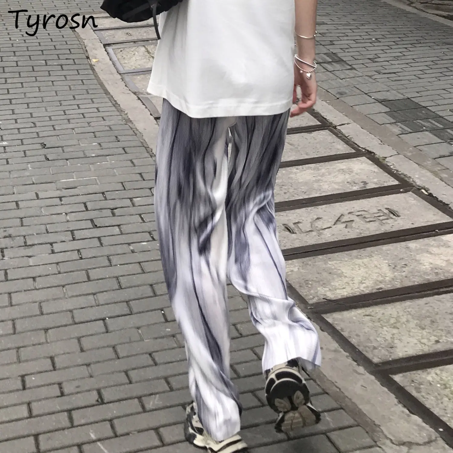 

Tie Dye Pants Women Loose Straight Y2K Harajuku Streetwear Trousers Casual Korean Lazy Simple All-match American Street Students