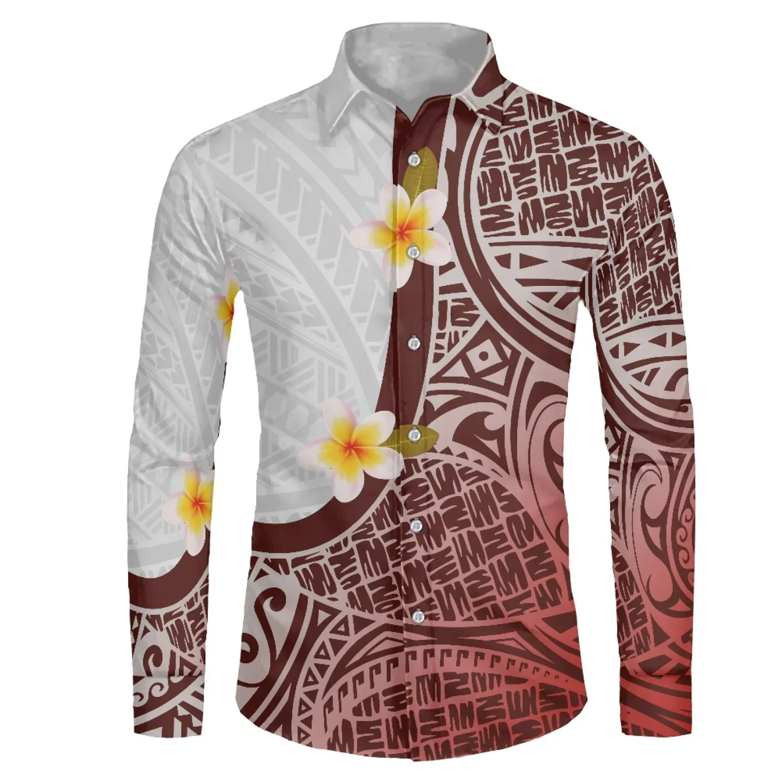 Polynesian Tribal Pohnpei Totem Tattoo Prints Shirt For Mens Long Sleeve Casual Shirts Male Regular-Fit Button-Down Work Man NEW