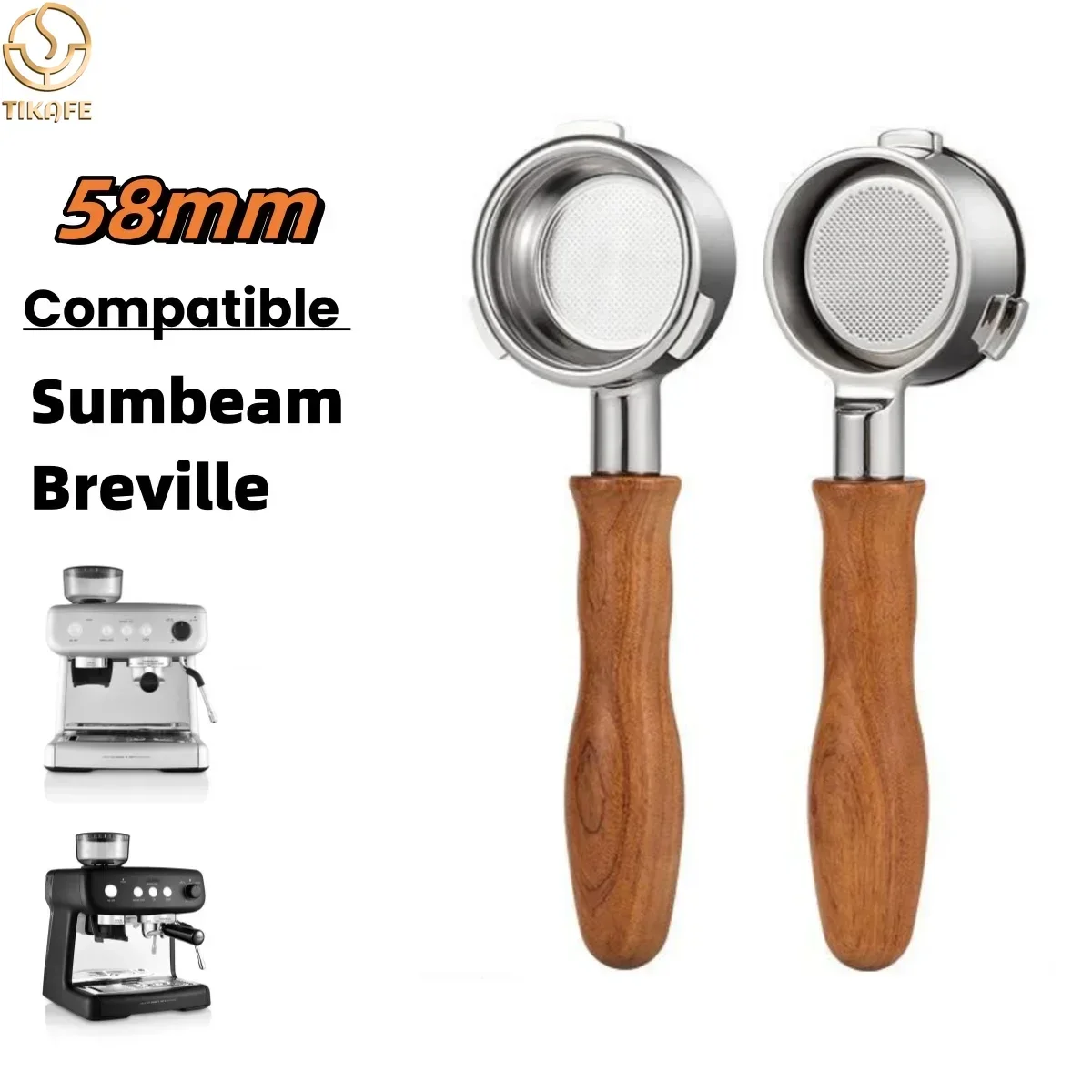 

58mm Stainless Steel Coffee Bottomless Portafilter For Breville/Oster Brew/Sunbeam EM4300/EM5300/EMM5400BK Espresso Machine