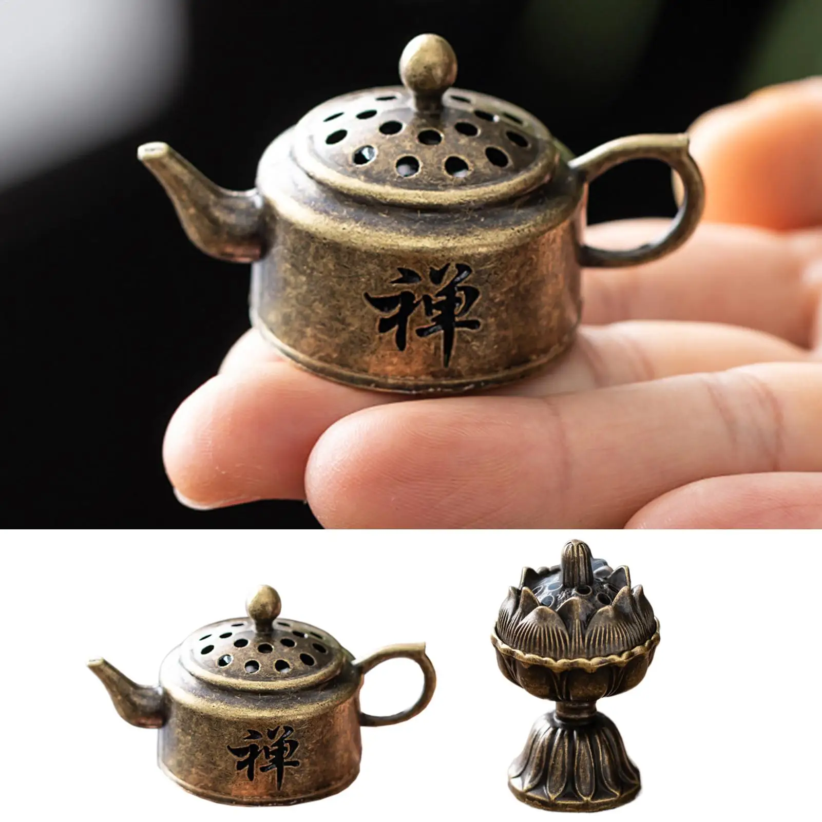 Metal Incense Burner Small Vintage Incense Holder Indoor Decorative Supplies Artistic Zen Decoration for Study Bedrooms Saunas