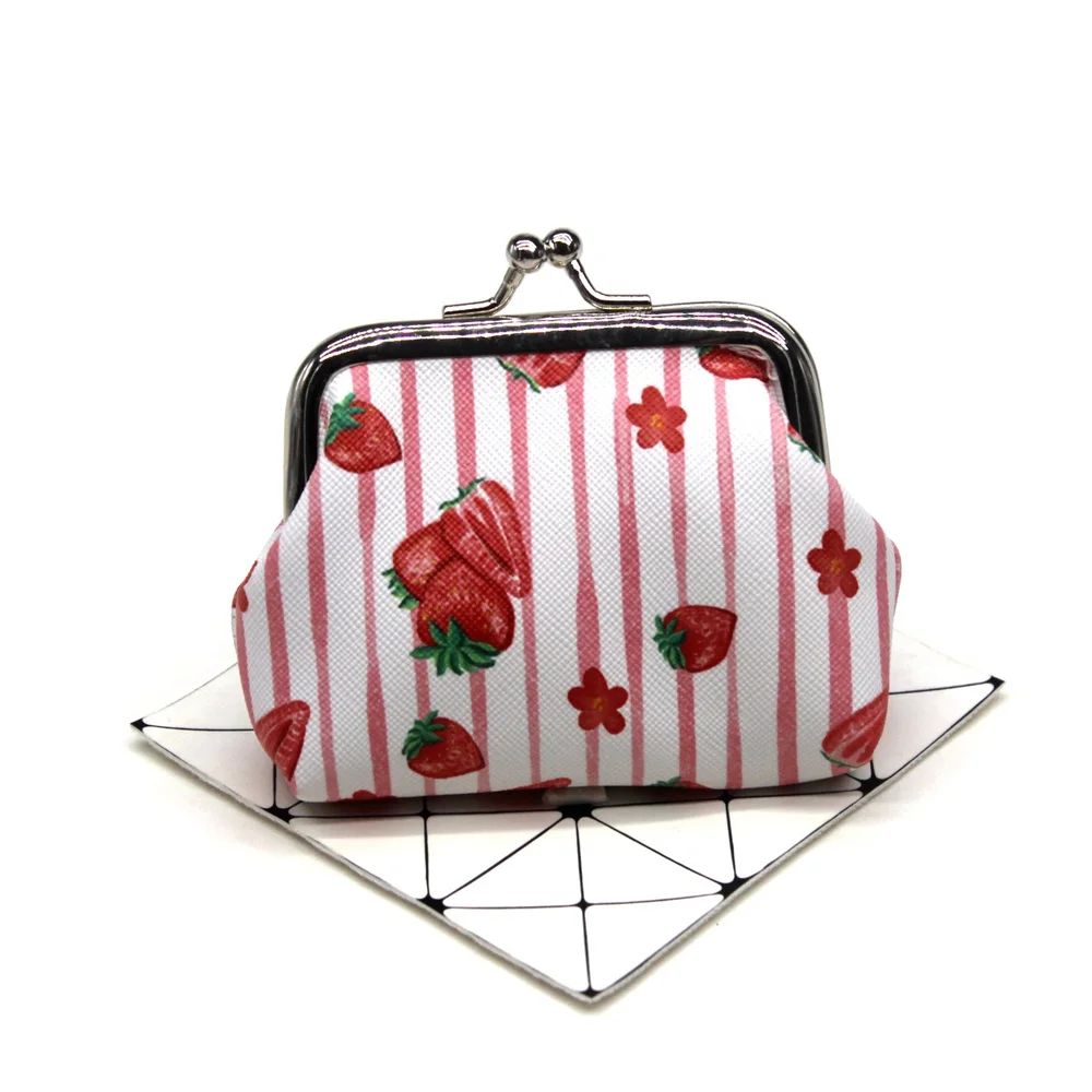 Monederos con estampado de frutas para niños y mujeres, carteras pequeñas de almacenamiento, Portable, Kawaii, dibujos animados