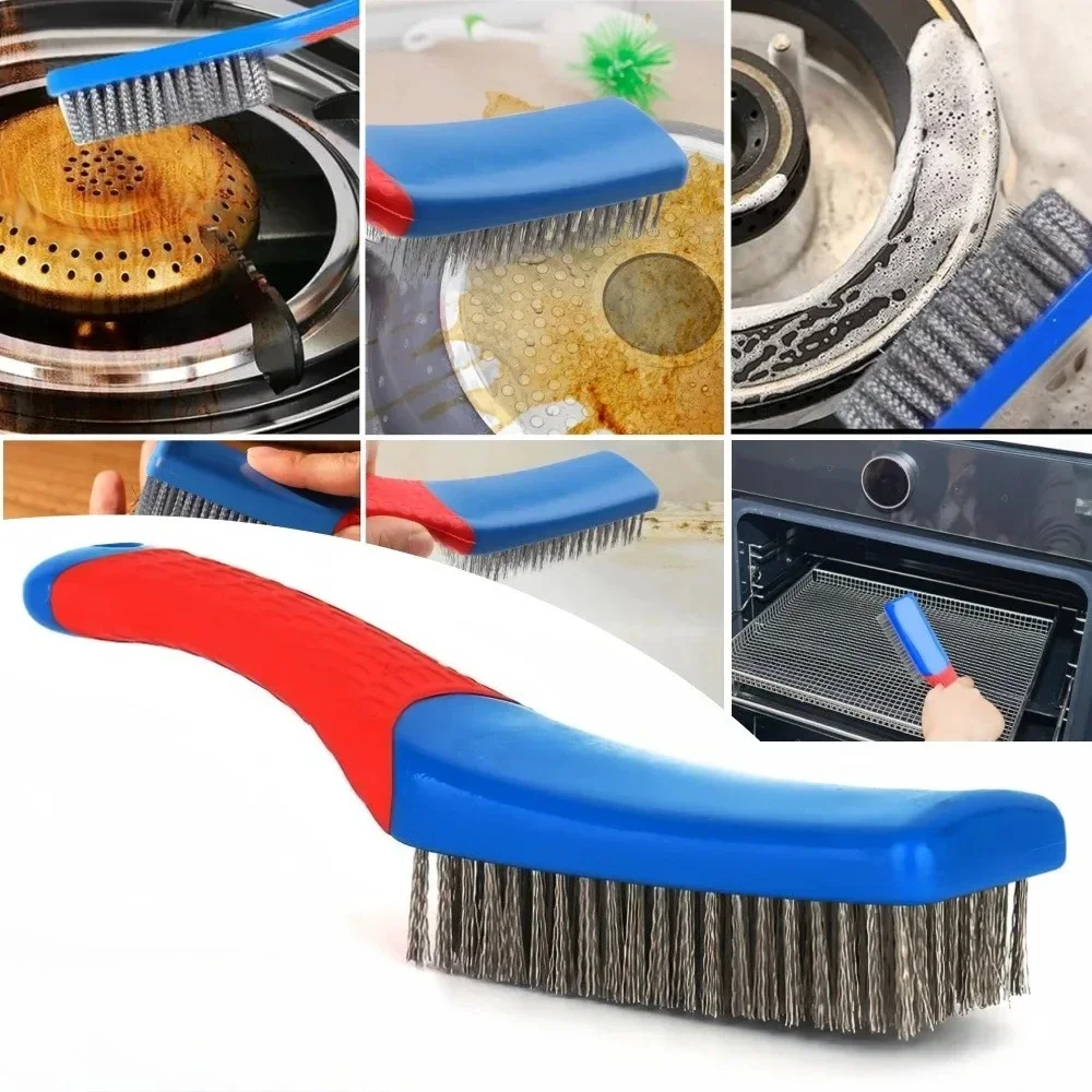 TINSOL Heavy Duty Stainless Steel Wire Brush with Comfortable Plastic Handle for Rust Welding Slag Dirt Paint Removal Cleaning image 2