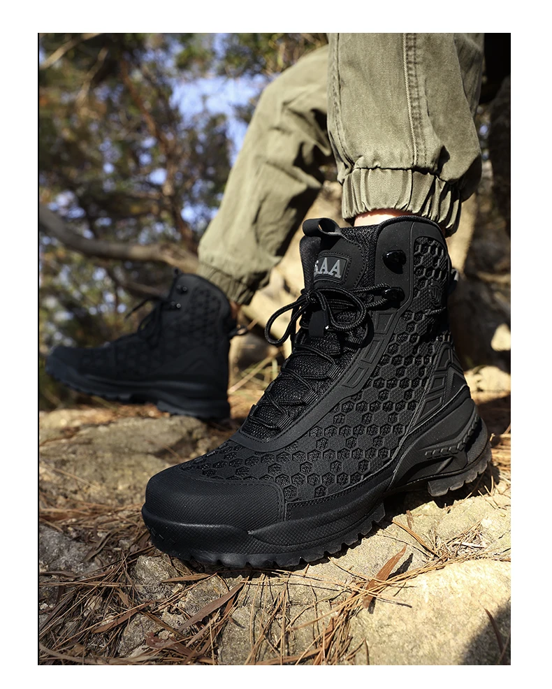 Neue Hochwertige Leder-Arbeitsstiefel für Herren, Hohe Herren-Wüstenkampfstiefel, Rutschfeste Outdoor-Wanderschuhe, Herren-Motorradstiefel – Detail 19