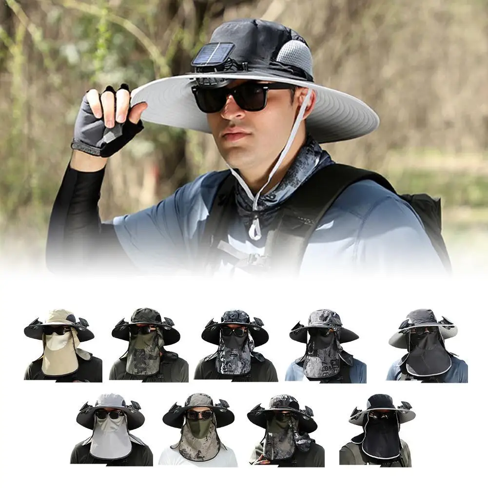 

Hat Summer Men Outdoor Fan Cap multi-purpose Rechargeable Big Wind Power Hat Big Brim Mountaineering Fisherman Hat Big