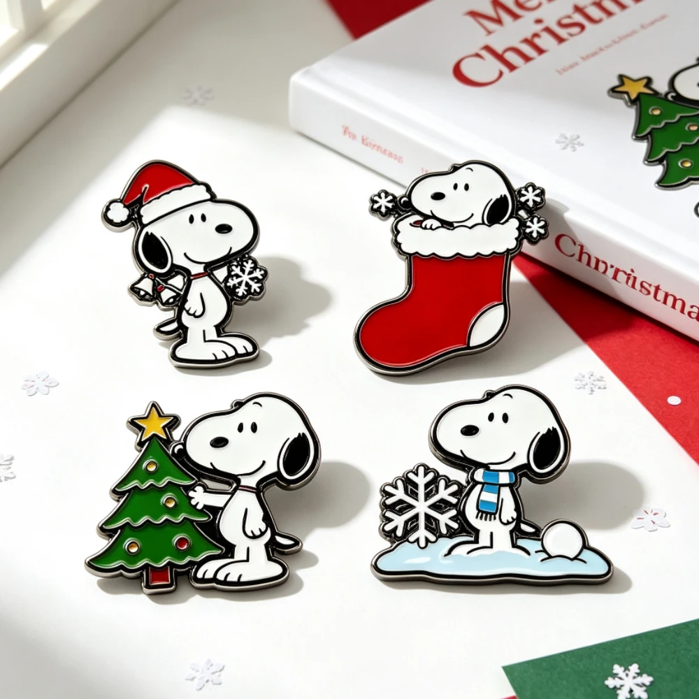 4-teiliges Snoopy Emaille-Pin-Set Cartoon Charlie Brown Woodstock Brosche Reversnadeln für Rucksack Kleidung Abzeichen Süßes Geschenk für Fans – Detail 2