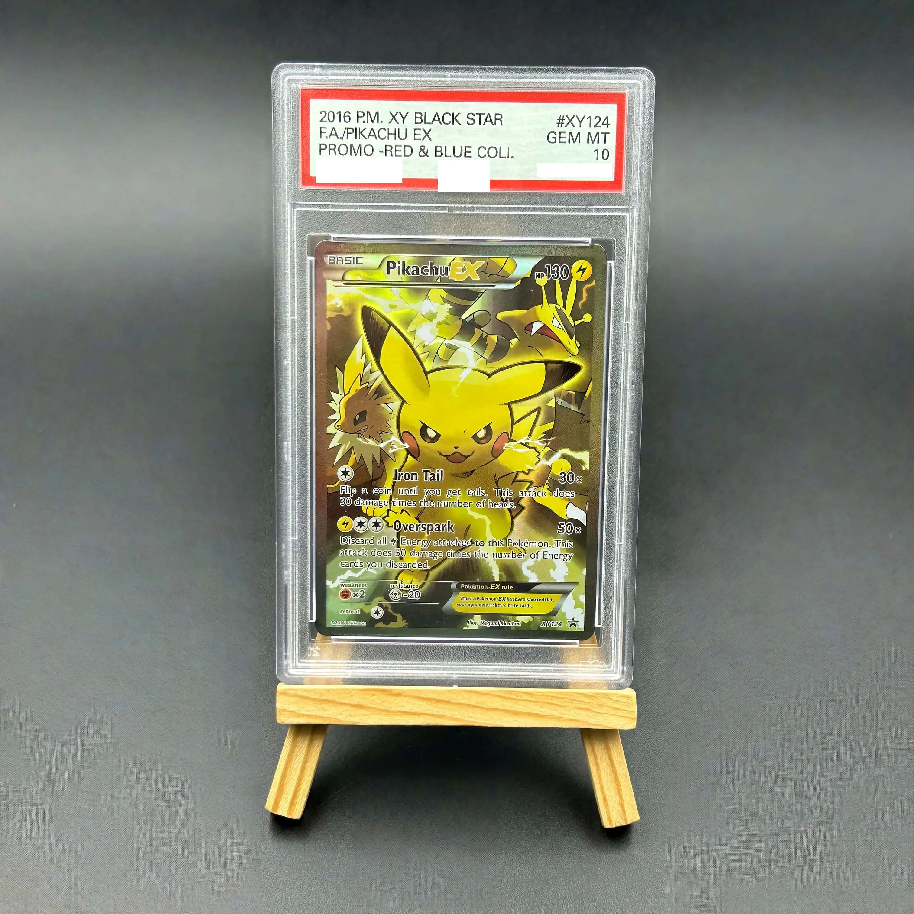 

2016 Pokemon XY Black Star Full Art Pikachu EX Textured Promo Card - Red & Blue Collection Gem Mint 10 Collectible TCG