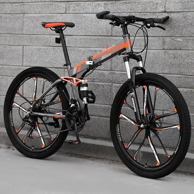 Wholesale 10-spoke Mountain Bicycle 26 Inch Variable Speed Full Suspension Foldable Mountainbike For Adults