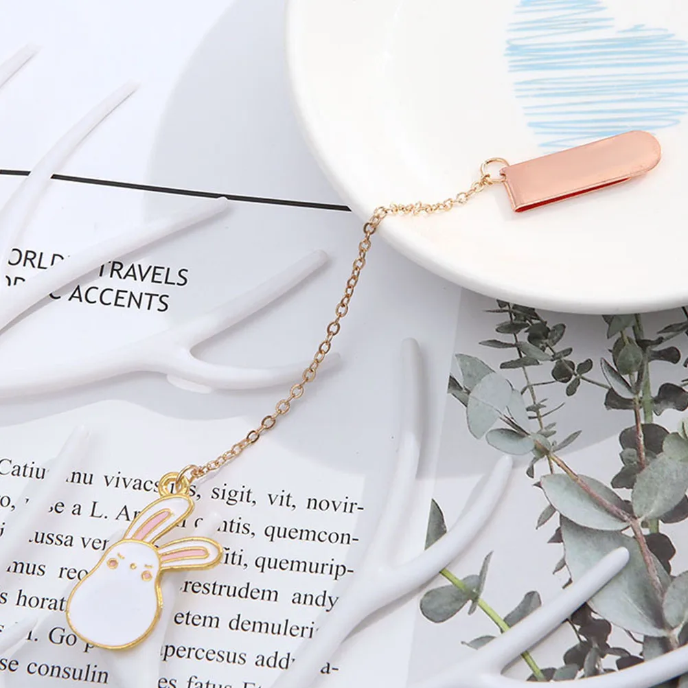 

4pcs Rabbit Bookmarks Zinc Alloy Portable Page Markers Kids Bunny Shape Cartoon Metal Bookmark Student Accessories