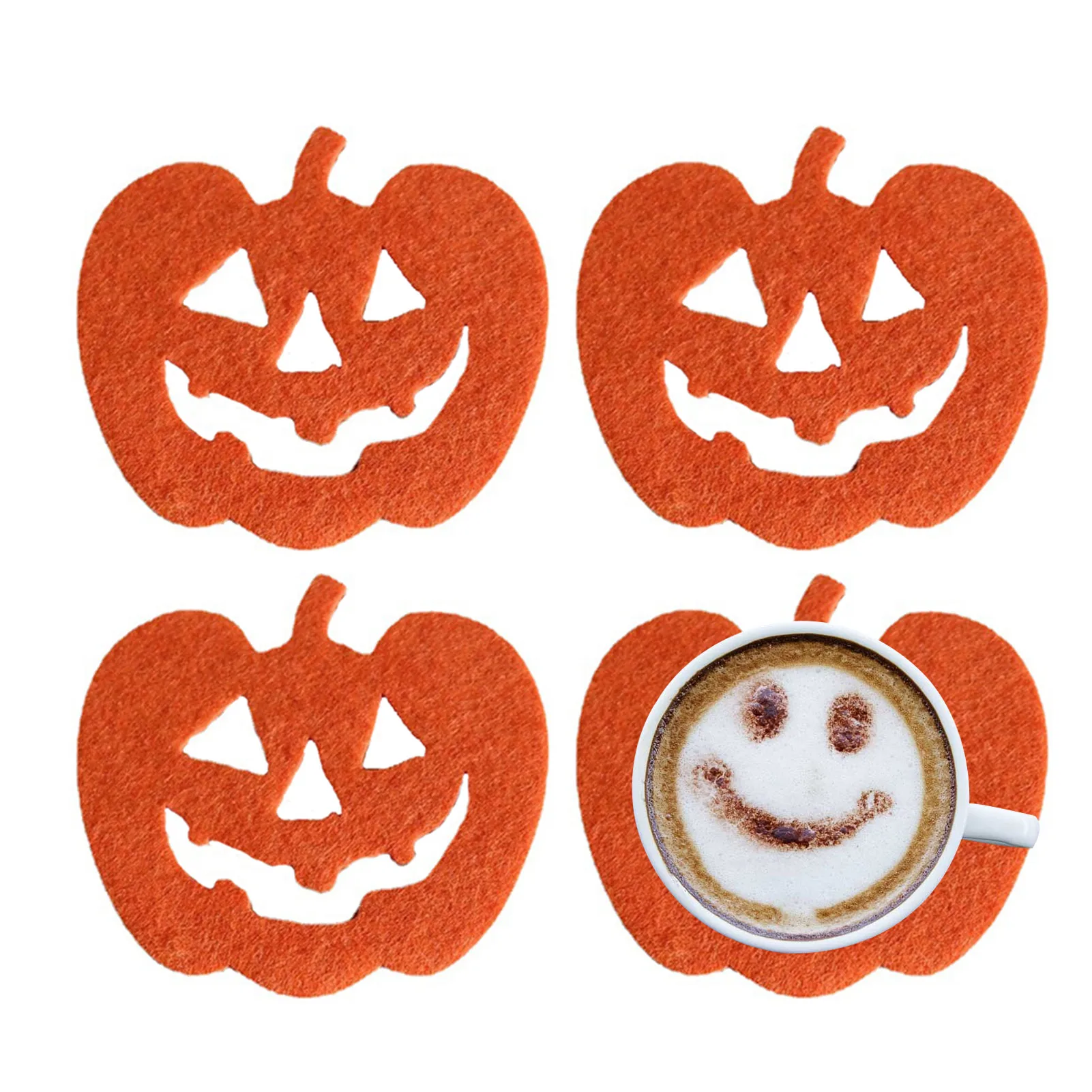 Halloween Pumpkin Cup Pad Set Of 4 Pumpkin Cup Mat Car Coaster Car Cup Holder Coasters For Halloween Parties Housewarming Gifts