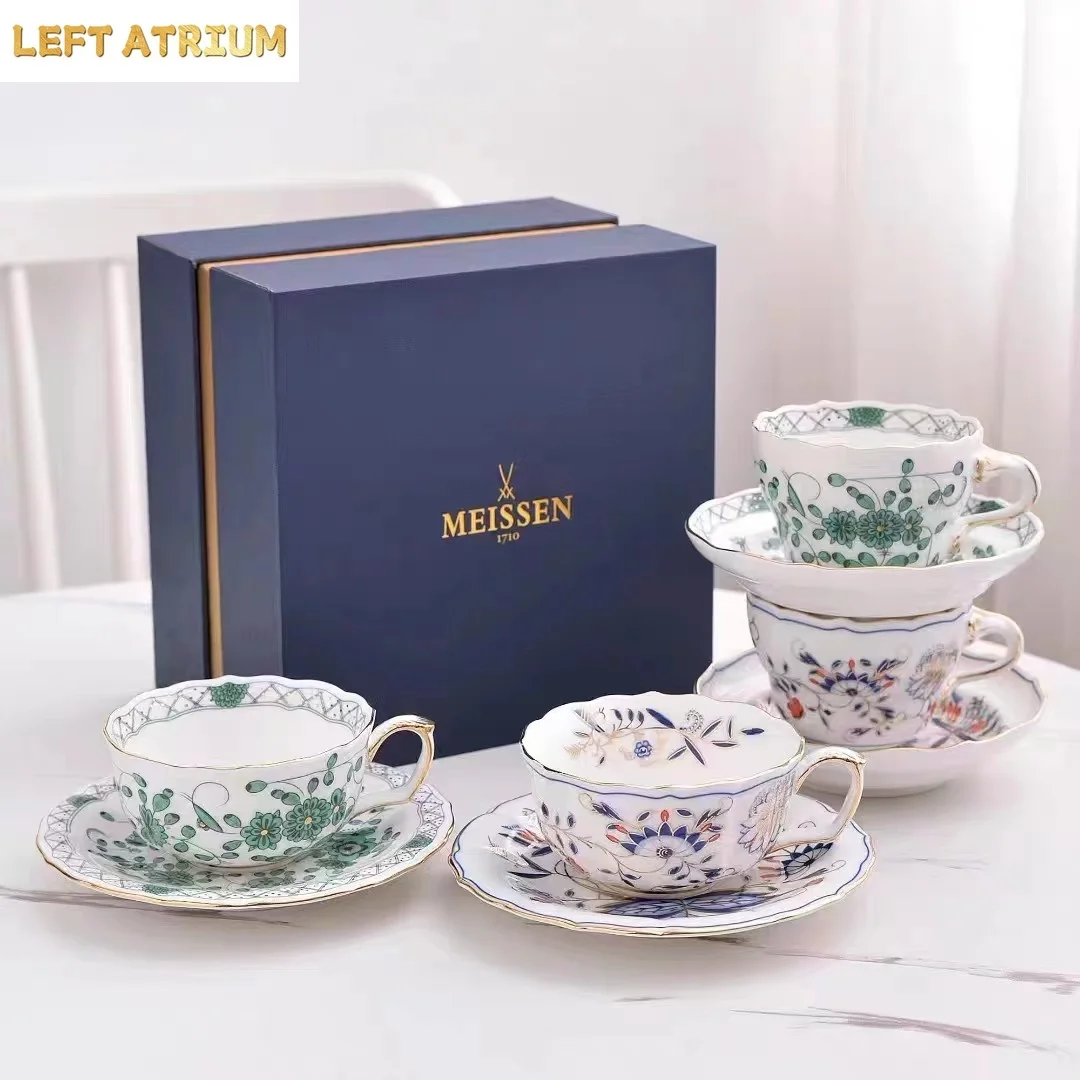 Meissen Flower Red Gold een Onion Blue Onion Coffee Cup Plate Cerc European Sle Countryside Theme Dining Utensils