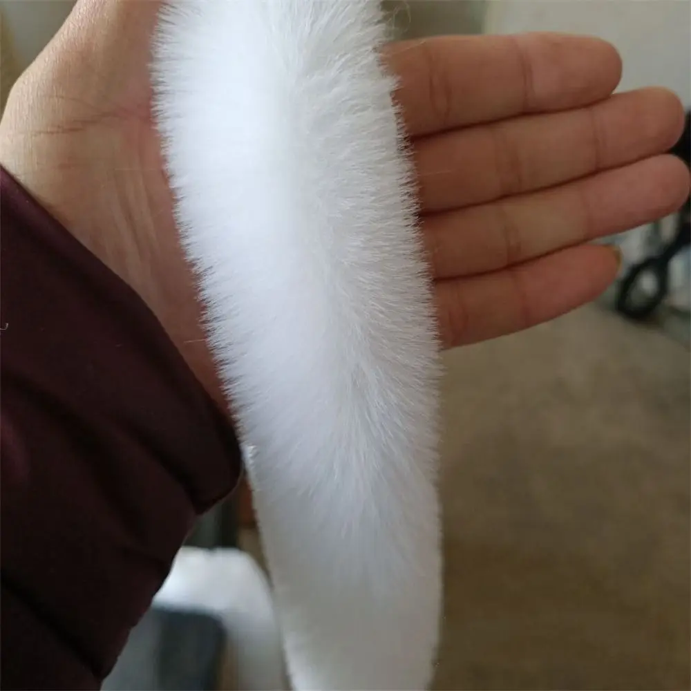 100cm DIY Bastelband aus Kunstkaninchenfell, Zierband, flauschig, zum Nähen von Schal und Kragen, 5cm – Detail 4