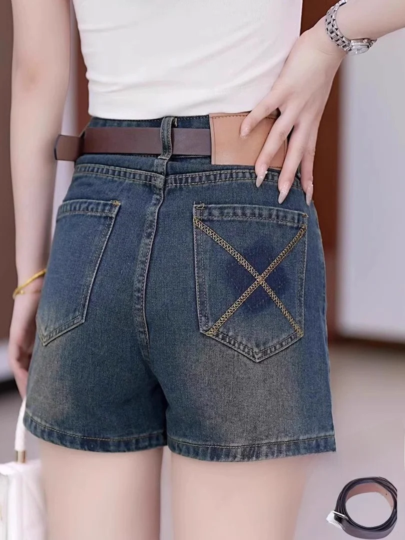 

High Waist Wide Leg Jeans Shorts Women's Casual Thin Summer Loose plus Size Slimming Fashionable Denim Shorts Summer Wear