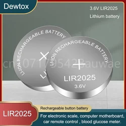 Rechargeable Battery LIR2025 3.6V Lithium Button Built-in Coin Cell Batteries Watch Cells LIR 2025 Replaces CR2025