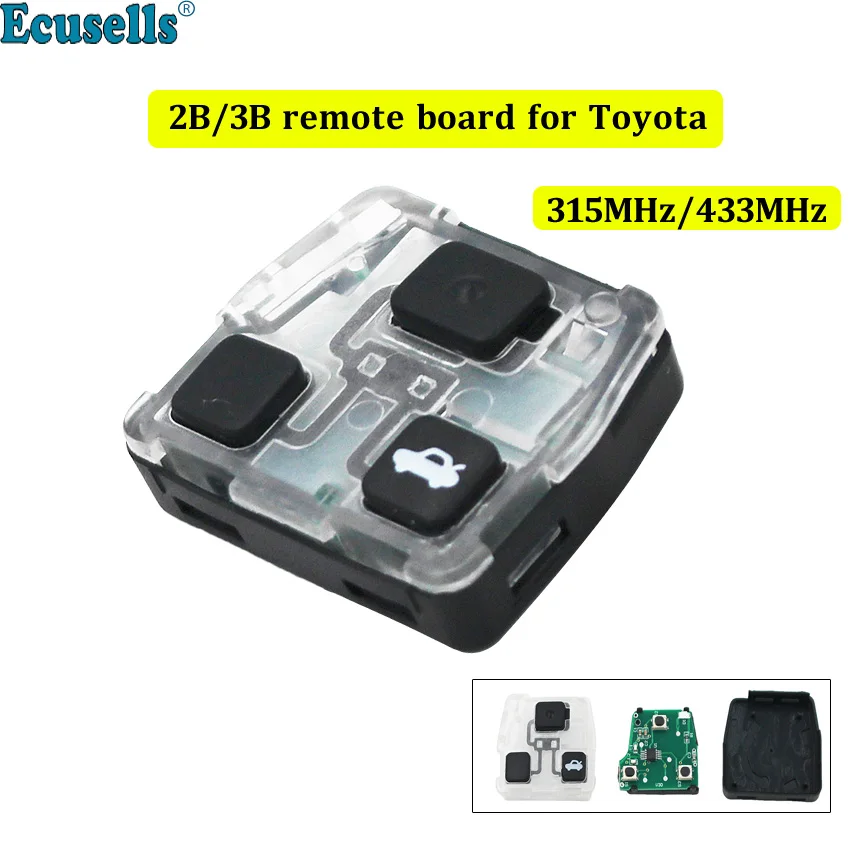 Ecusells 2/3 Button 315MHz 433Mhz Transmitter Core Remote Board Pcb Internal Assembly for Toyota Camry Prado FCC HYQ1512V