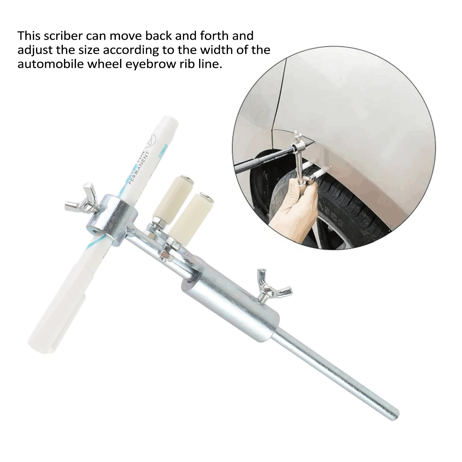 

Car Dent Repair Tool Car Wheel Eyebrow Scriber Parallel Automobile Dent Repair Tool Paint Scribing Tool with 2 Marking Pens