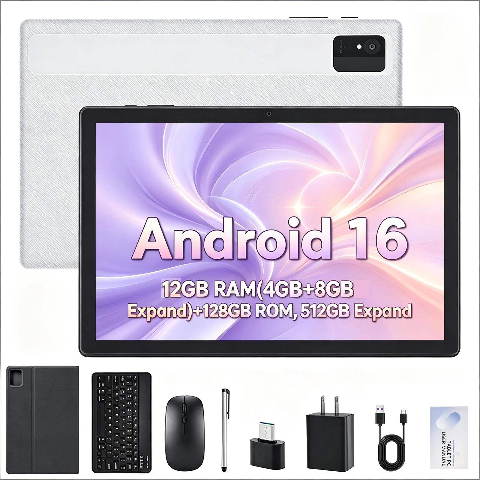 Paitanry Android 16 Tablet 10 Inch IPS HD Touch Screen Octa Core 12GB RAM 128GB ROM 5000mAh WiFi Bluetooth Budget Google Tablet