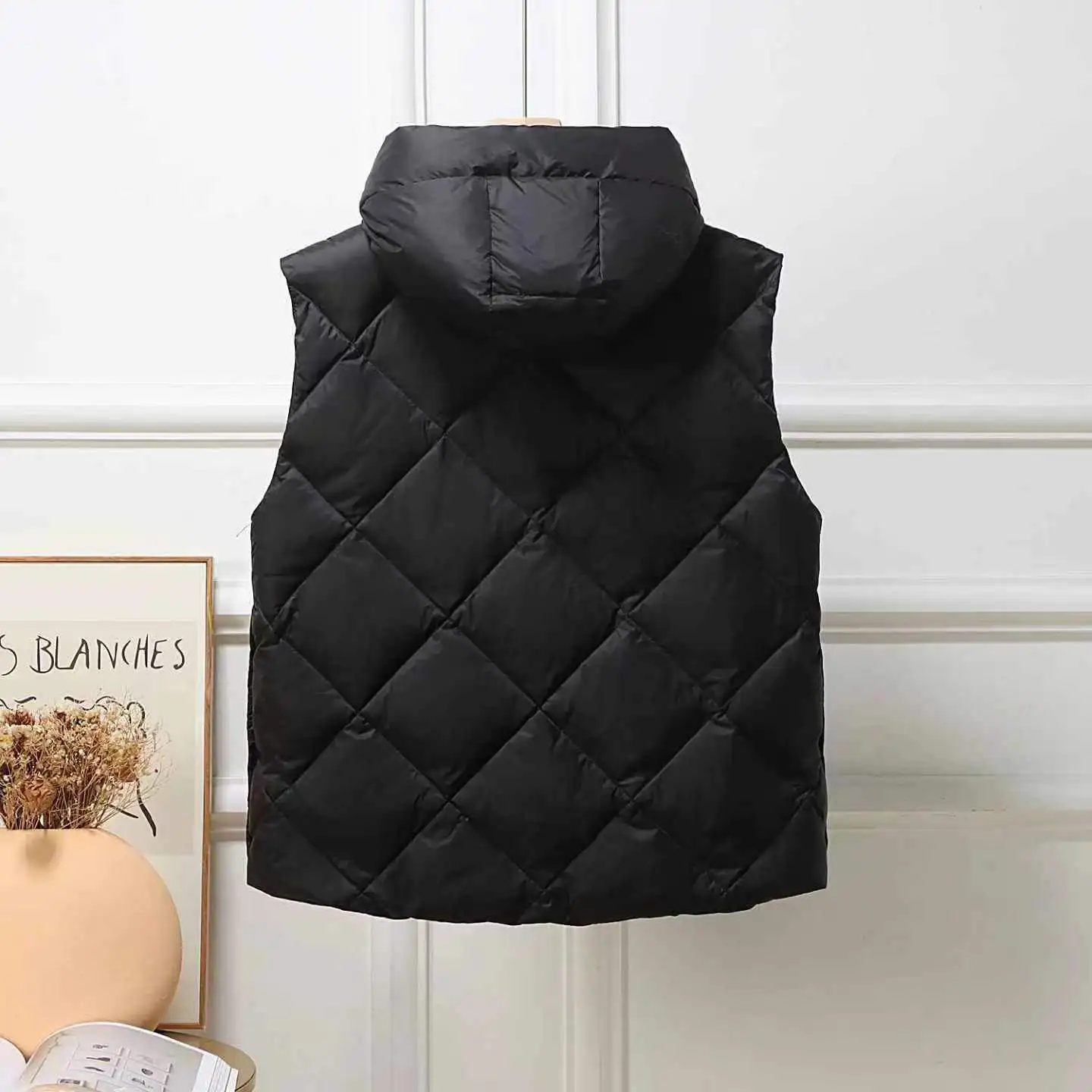 شتاء جديد المرأة أسفل سترة ort Sle Dstring خفيفة الوزن عادية الأبيض Du أسفل Jaet مقنعين سستة إغلاق اللون #5