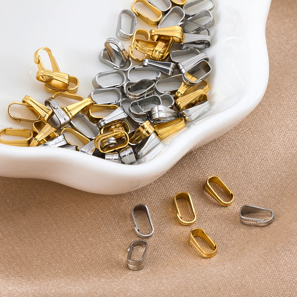 50pcs Stainless Steel Buckle Clasp Pendants Connectors Clip Pinch Bail Clasp Charms For Necklace DIY Jewelry Making Accessories image 3