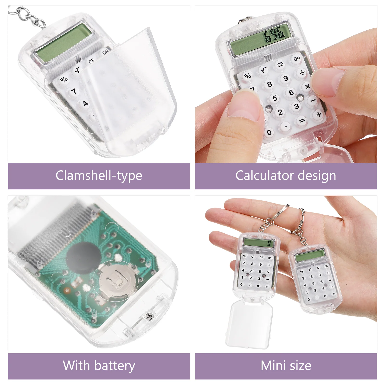 3 Pcs Mini Calculator Pocket for Nurses Tiny Keychain Micro Small Electronic Bulk Keychains Travel