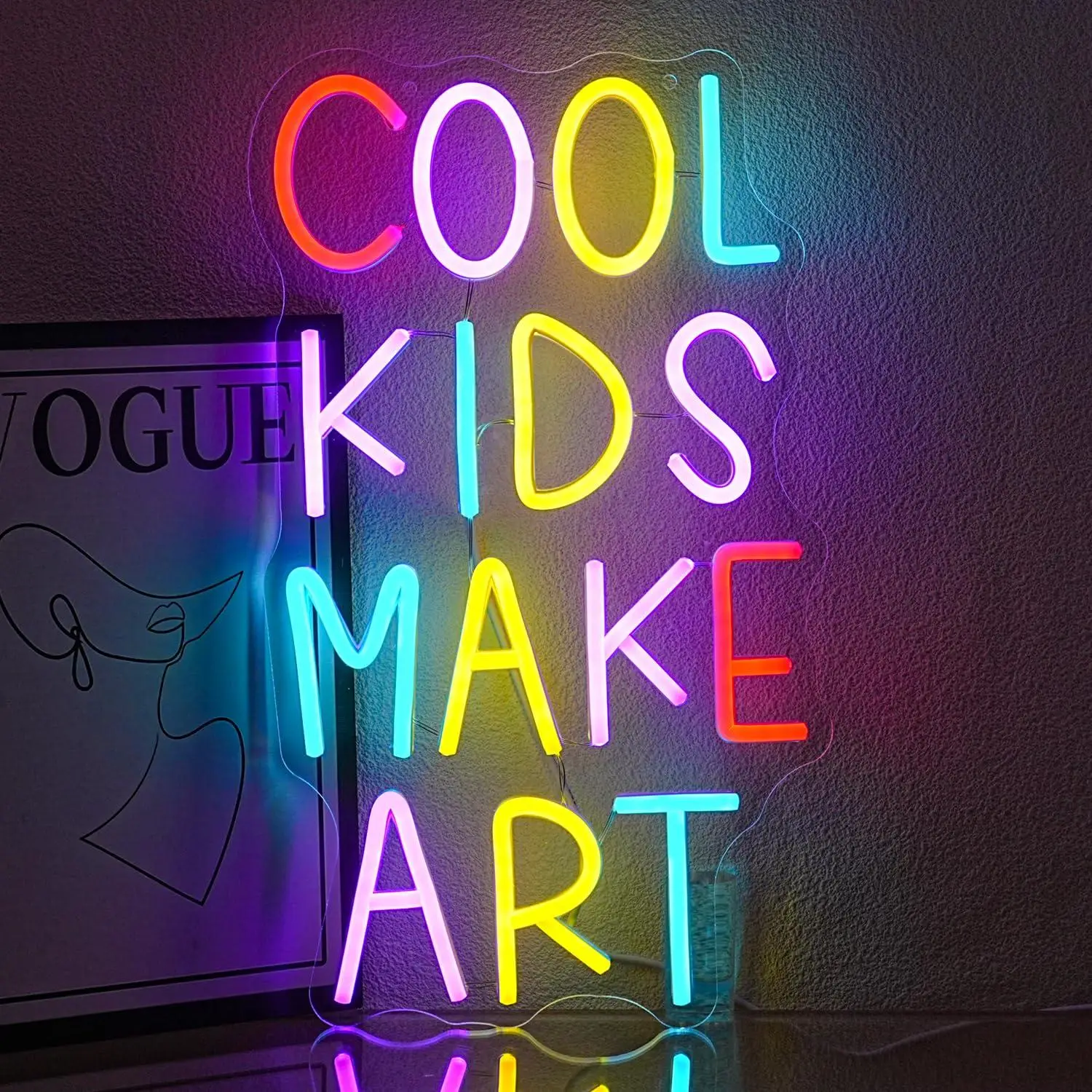 Cool Kids Make Art Neon Sign USB Dimmable LED Lights for Classroom Bedroom Library Nursery School Decoration Wall Lights Gifts