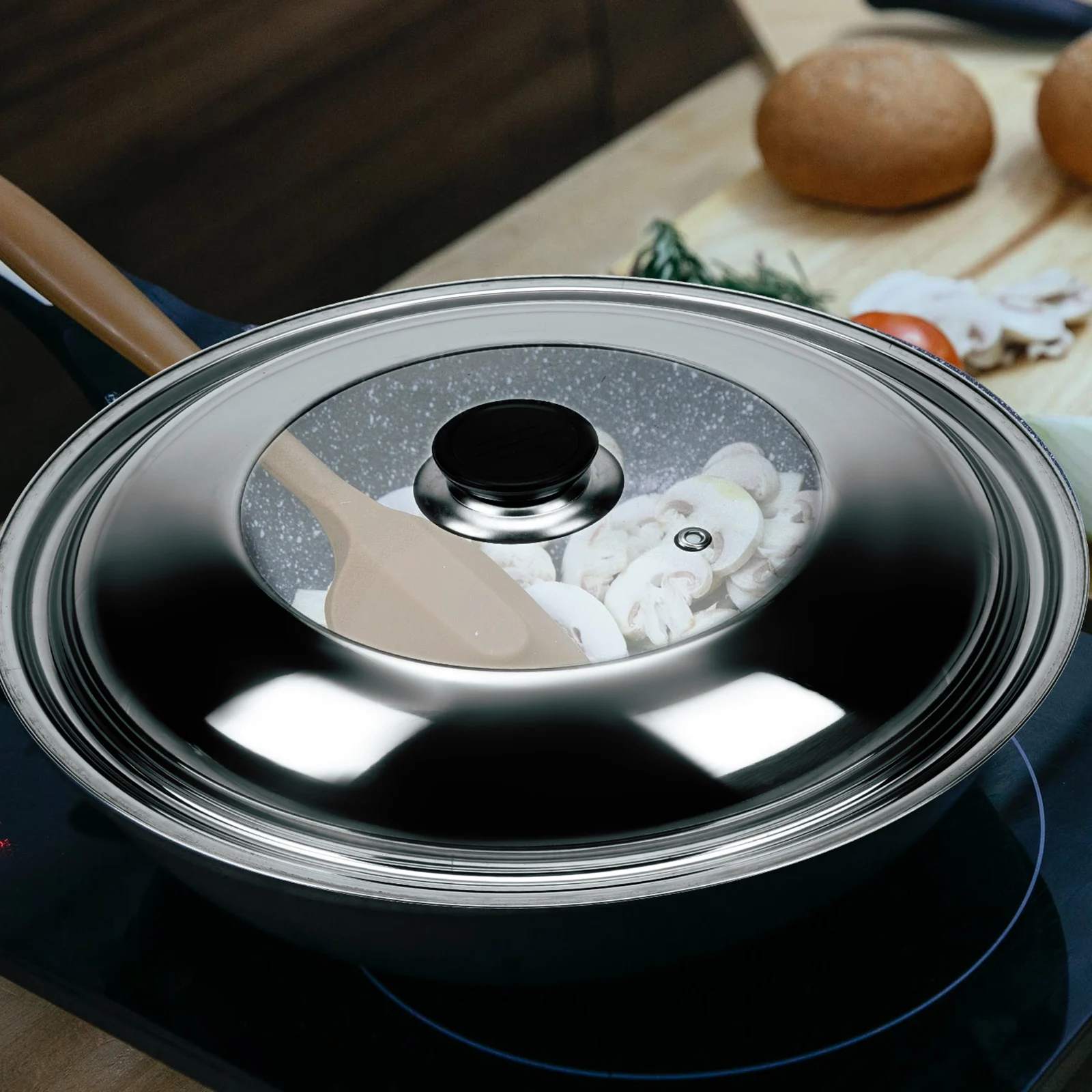 

Stainless Steel Anti Spill Kitchen Stainless Steel Pot Lid Gadget Easy Clean Practical Lid Safe Cooking