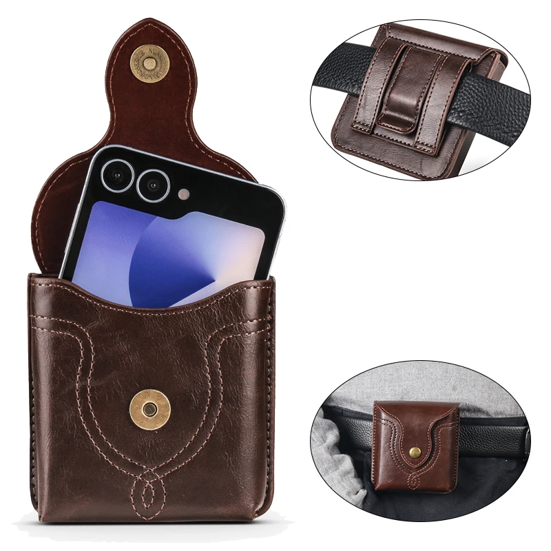 For Samsung Galaxy Z Flip 8 7 6 5 4 3 2 Motorola Razr 70 60 50 40 Ultra Universal Leather Case for foldable Screen Mobile Phones