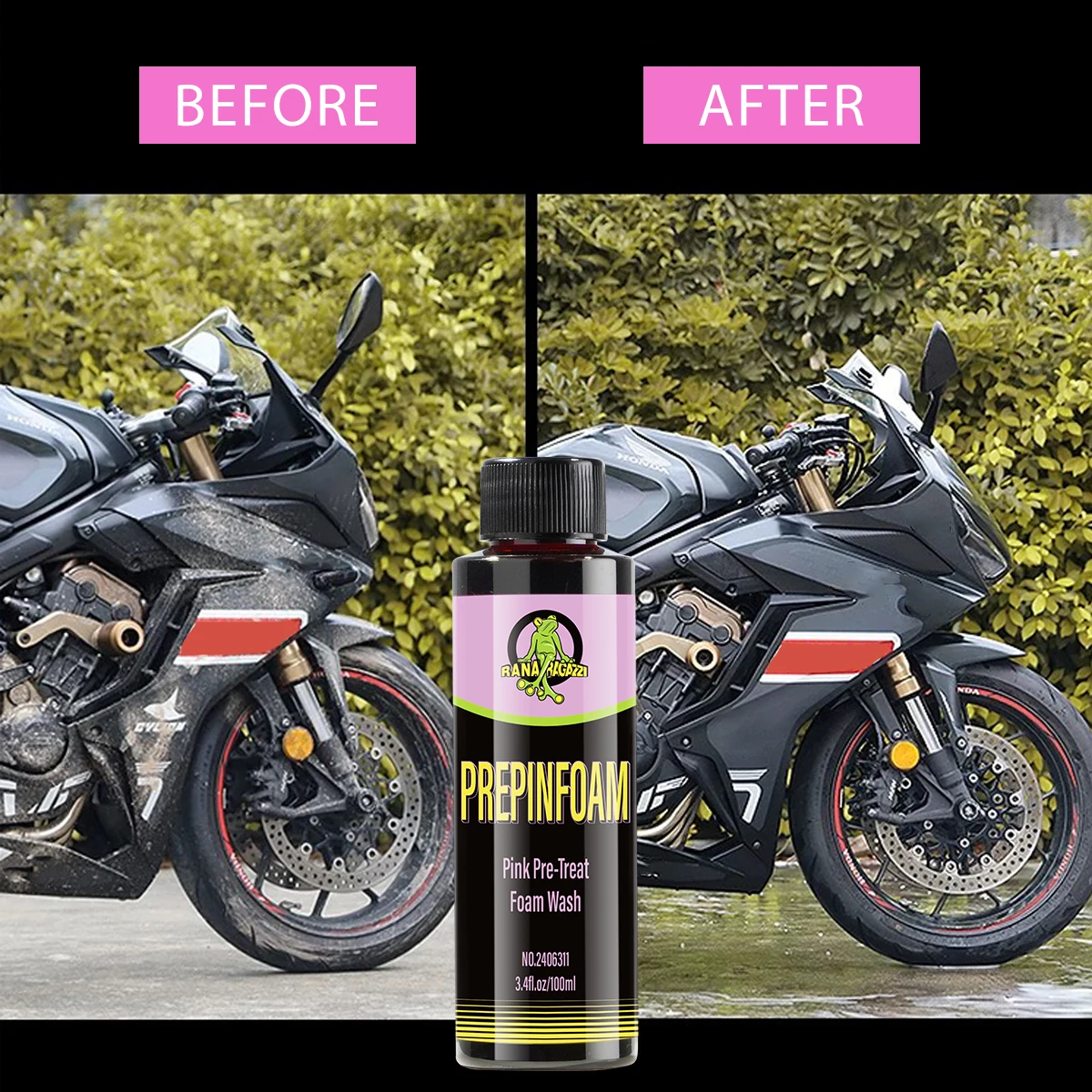 

30ml/100ml Motorcycle Washing Spray Pink Pre-Treat Foam Wash Sediment Pre-washed Off Dense Flowing Foam Layer Pink Foam RG311