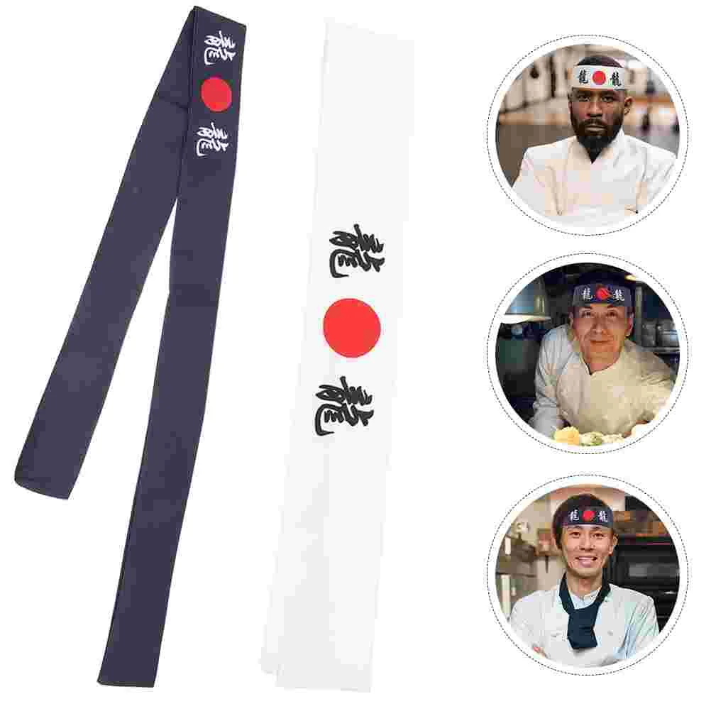 

2 Pcs Japanese Hair Band Sports Headband Bandana for Chef Karate Samurai Portable Scarf Man