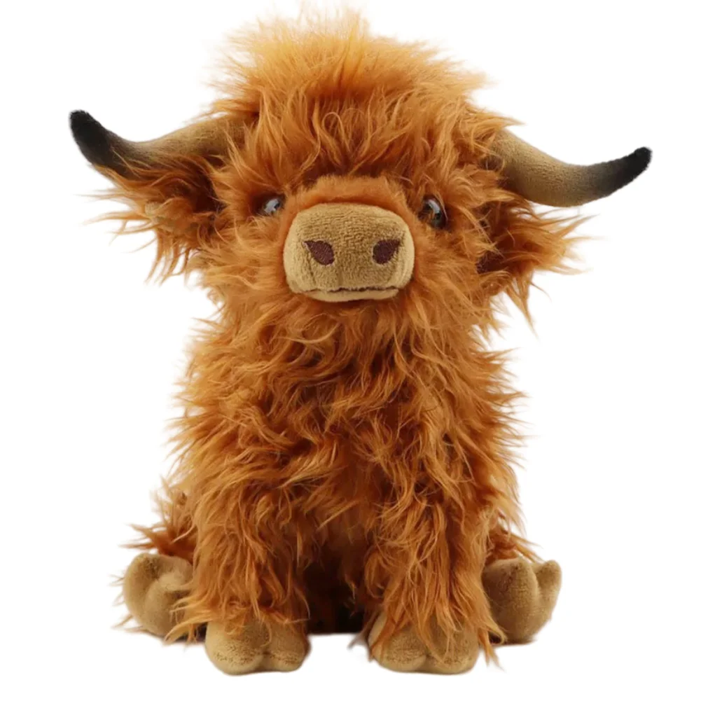 

25cm Simulation Highland Cow Plush Animal Doll Soft Stuffed Highland Cow Plush Toy Kawaii Kids Baby Gift Toy Home Room Decor
