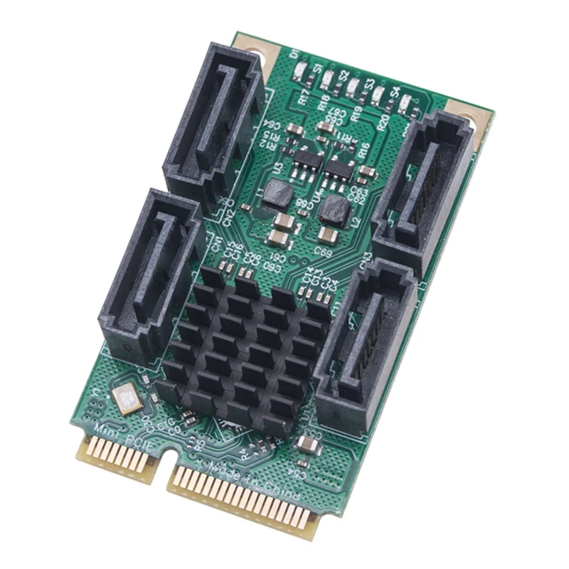 SuperDeals Mini PCI-E SATA 4 Port SATA III 6G Mini PCI Express Controller Card SATA3.0 Mini PCI Express SSD Adapter Card