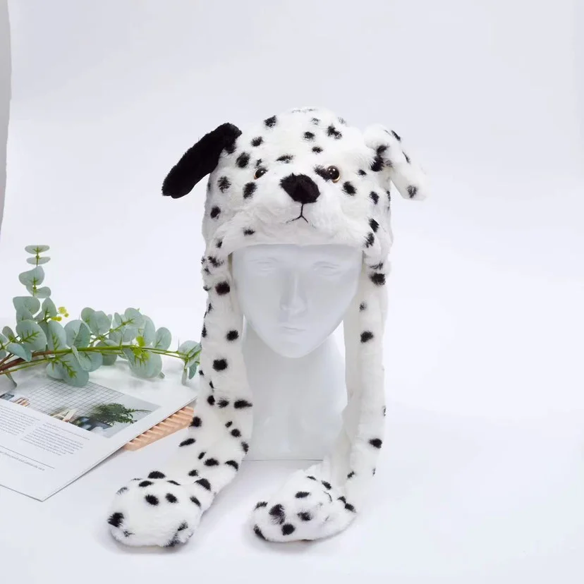 Animal Plush Hats with Moving Ears, Automatic Shaking Earflap Hats with Airbags in the Shape of Rabbits, Penguins, and Puppies, Autumn and Winter Children's Warm Cartoon Funny Party Hats, Casual Cold-Proof Versatile Trendy Headgear for Boys and Girls, Multiple Styles Available