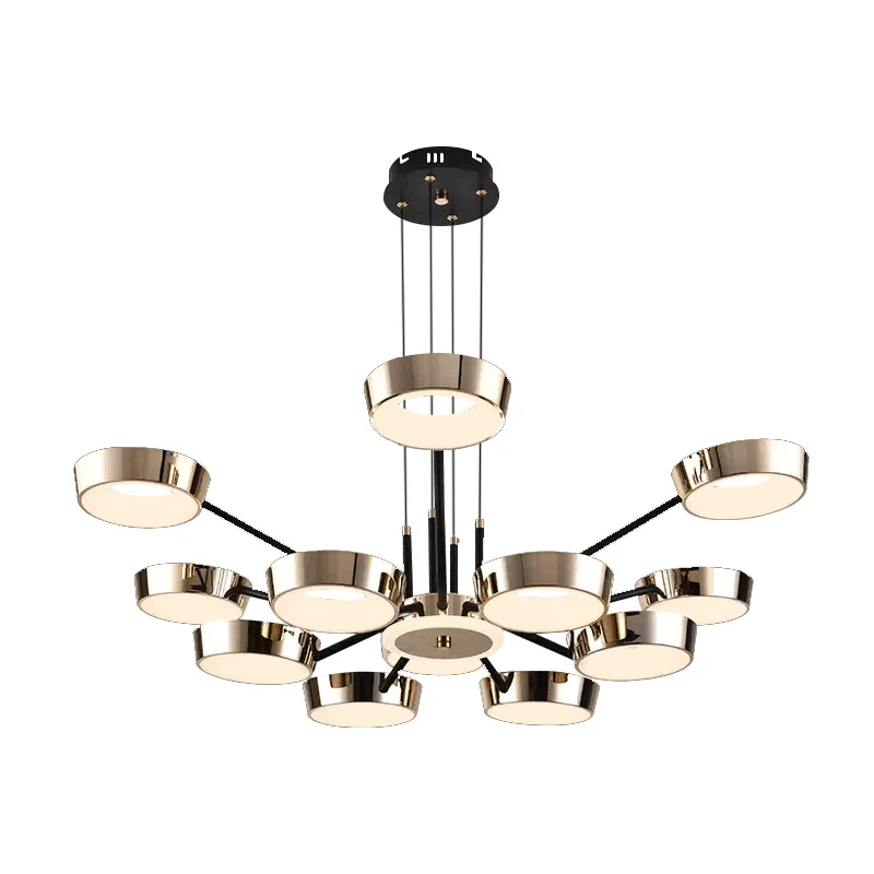 New Nordic Living Room Dining Hall Ceiling Lamp Bedroom Villa Pendant Light Bar Coffee Shop LED Chandelier Three Color Lights