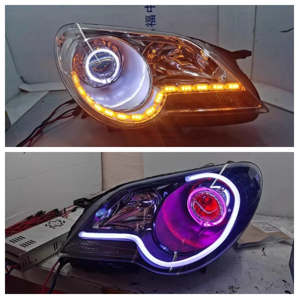 Front Headlight for Volkswagen vw Bora 09-12 Modified Angel Devil Eye Daytime Running Light LED lens Car Light