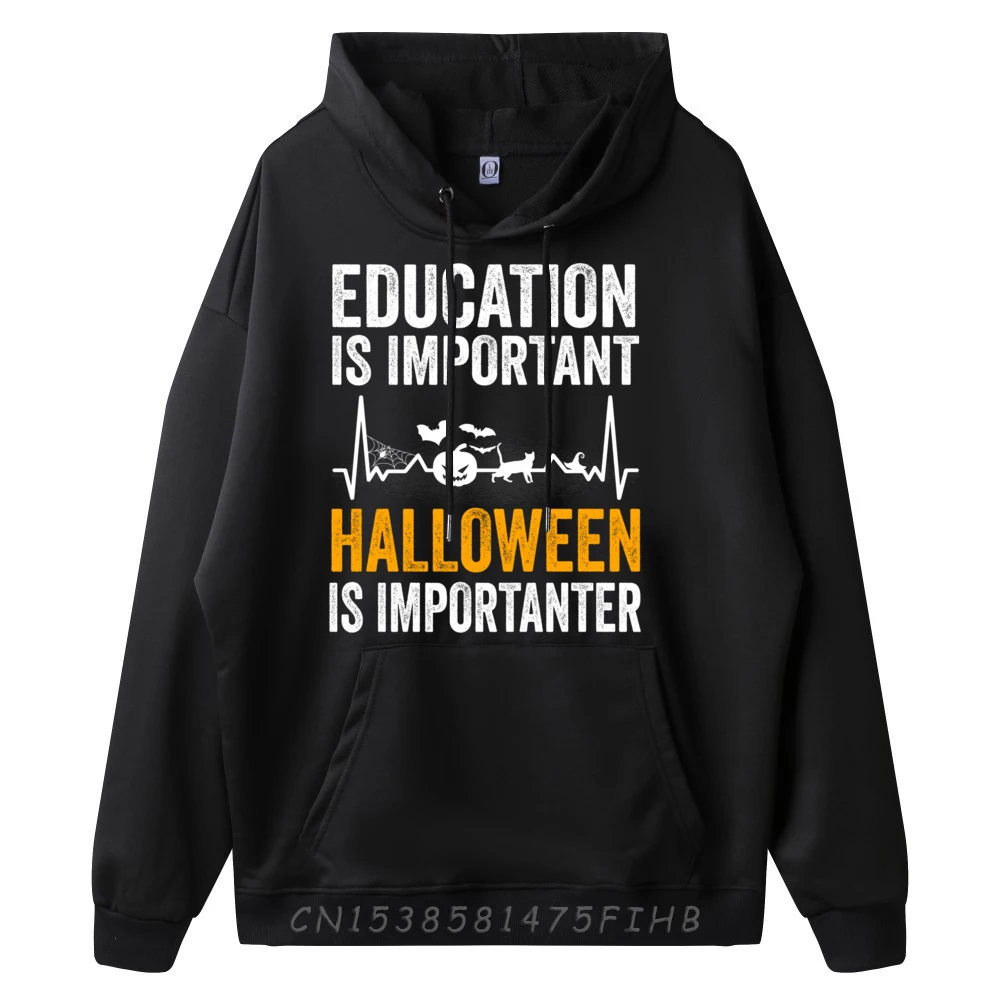 Education is Important Halloween is Importanter Heartbeat Red And Black Graphic Hoodies Female New In Tops & Tees Vintage Style