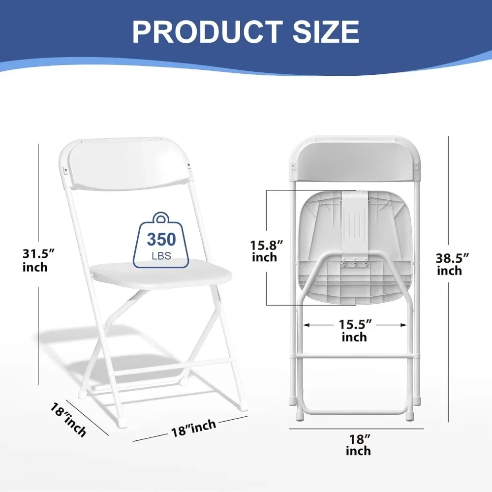 20Pack White Folding Chairs, Plastic Folding Chairs Outdoor Indoor,350lbCapacity,Portable Event Chair, Lightweight Folding Chair