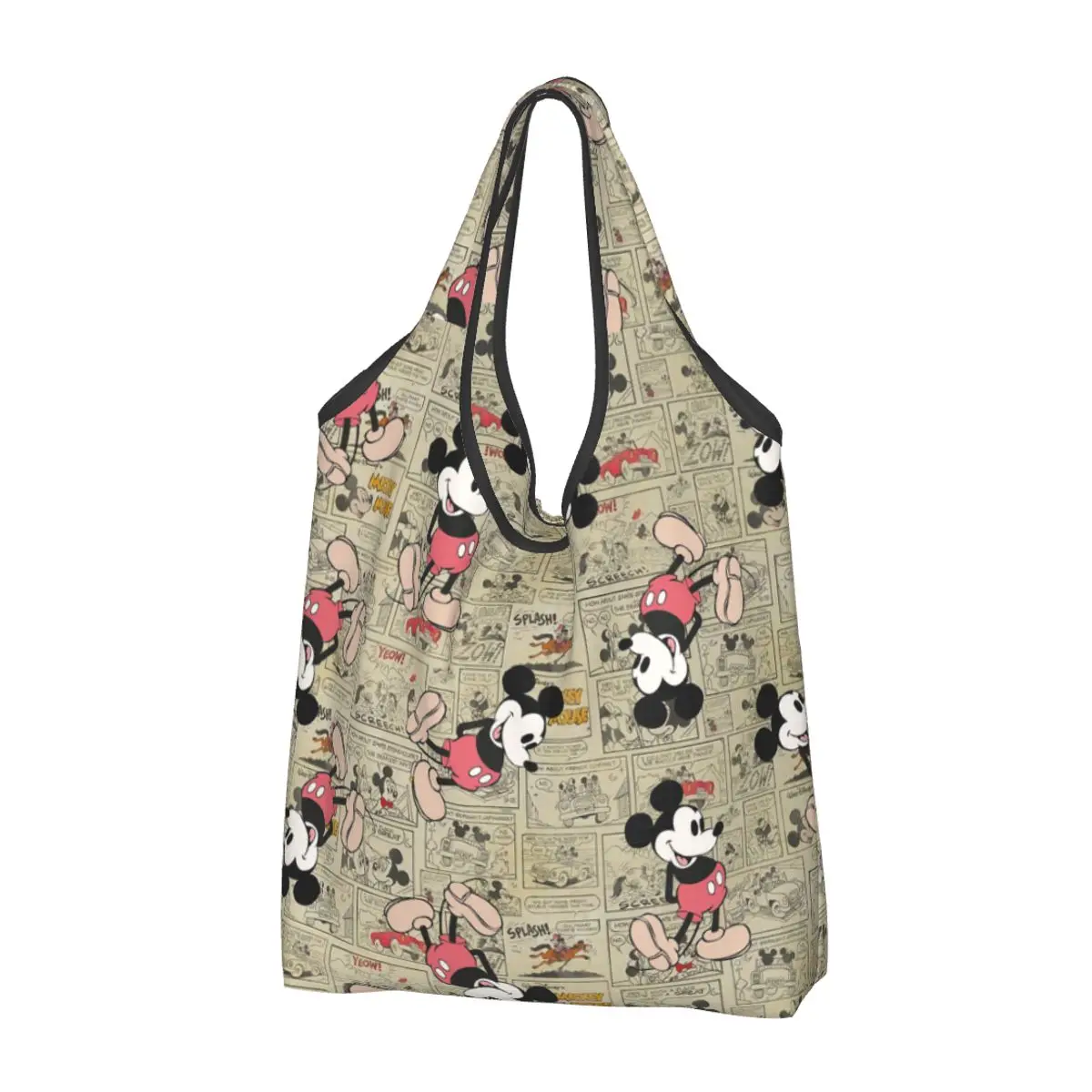 

Large Reusable Mickey Mouse Grocery Bags Recycle Foldable Shopping Tote Bag Washable Fits in Pocket