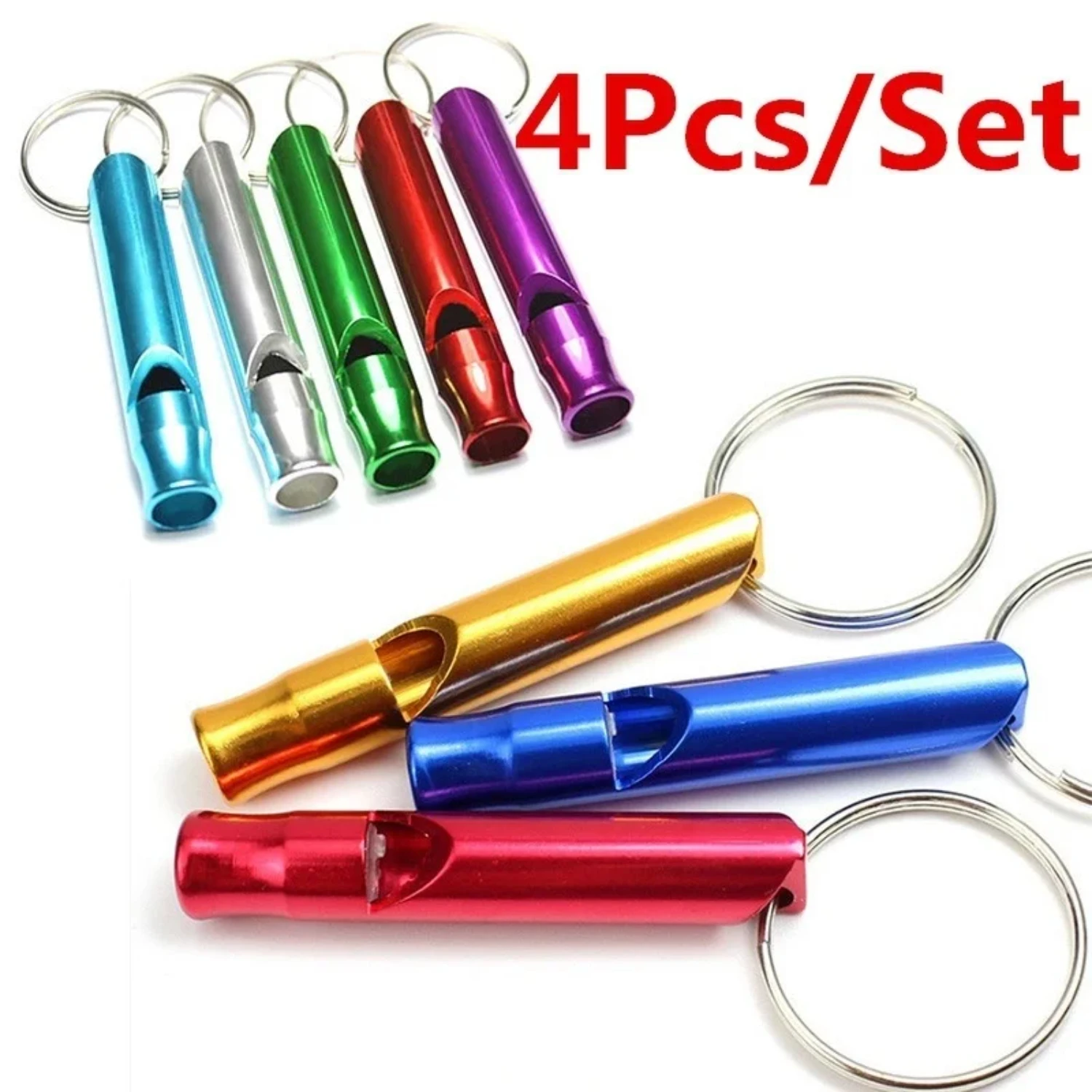 Aluminum Alloy Small Whistle Keychain Set for Outdoor Survival, Camping, Emergency Sports Safety