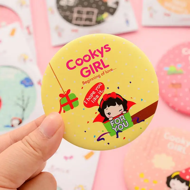 TSHOU887 Fashion Lady Portable Makeup Mirror Cartoon Pattern Portable Compact Pocket Cosmetic Mirror Mini Cute Creative Mirror