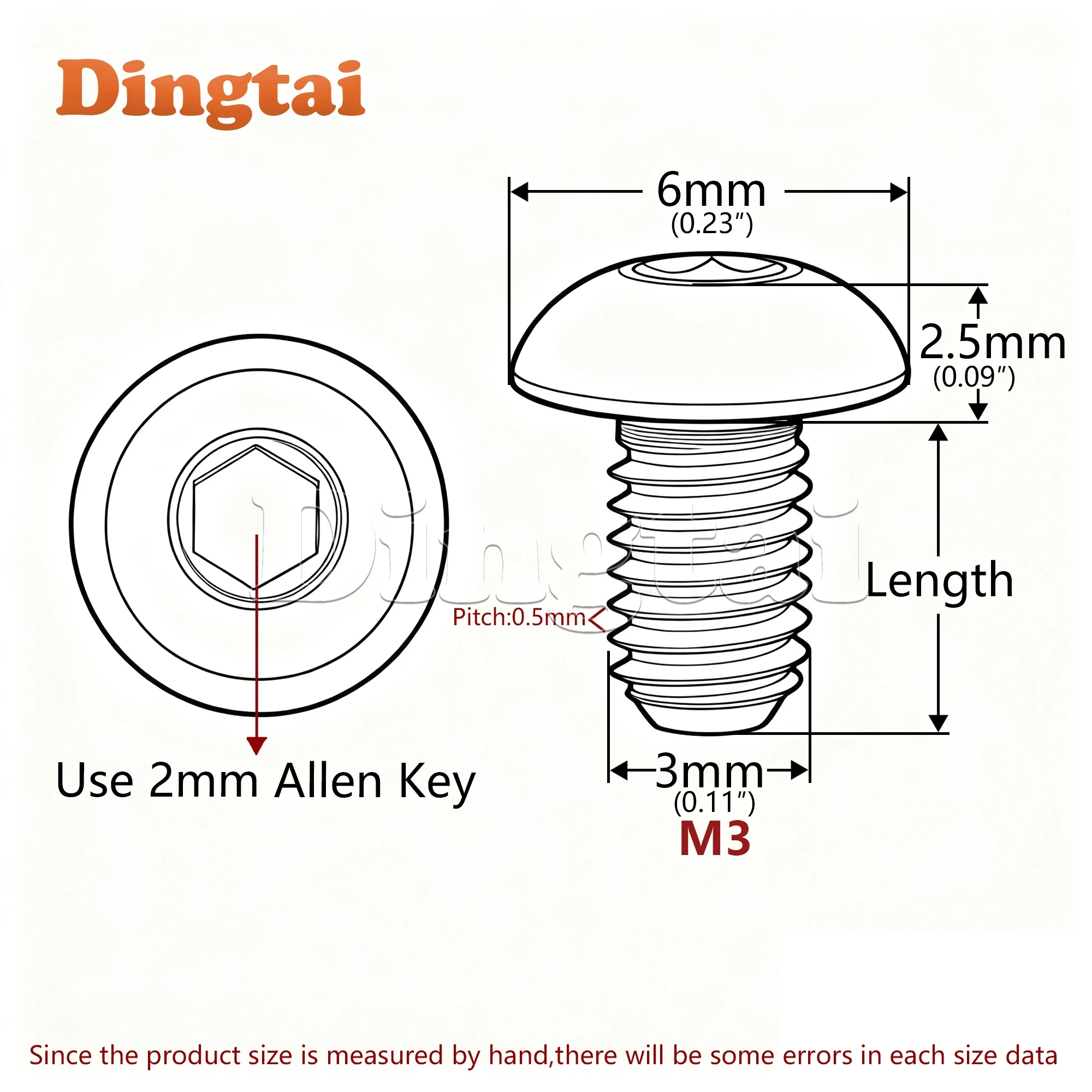 Dingtai Titanium Bout M3 M4x8 10 12 15 20mm Half Ronde Kop Inbusschroef Voor Fiets