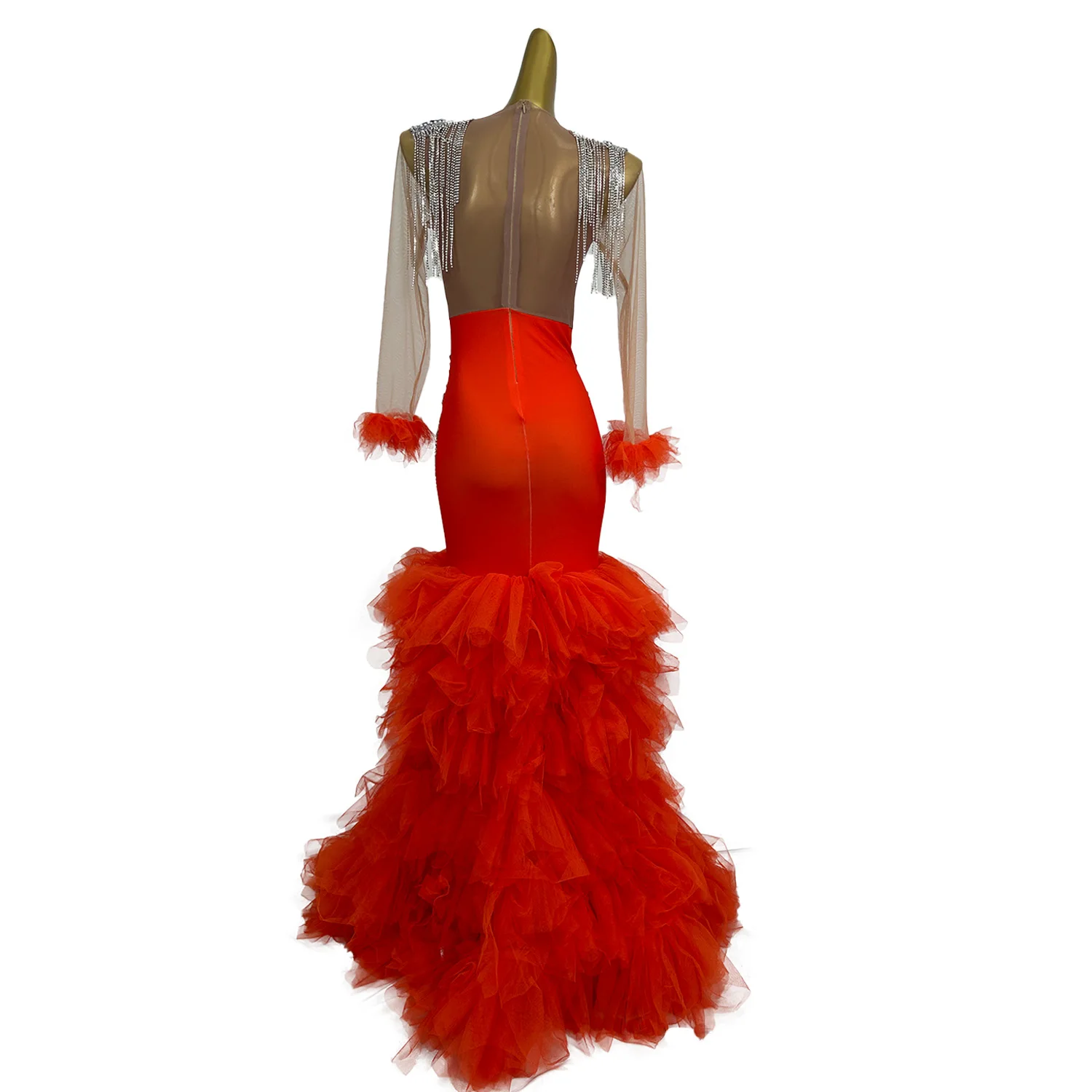Luxury Ball Gown Elegant ผู้หญิงชุดราตรีเซ็กซี่ Sheer ตาข่ายชุดยาววันเกิดพรหม High-end Couture Saobaju