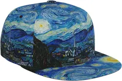 Fashion Van Gogh Adjustable Snapback Hat for Women Men Sun hat Hip Hop Cap Softball cap Flat Brim H at Skateboard Ha t