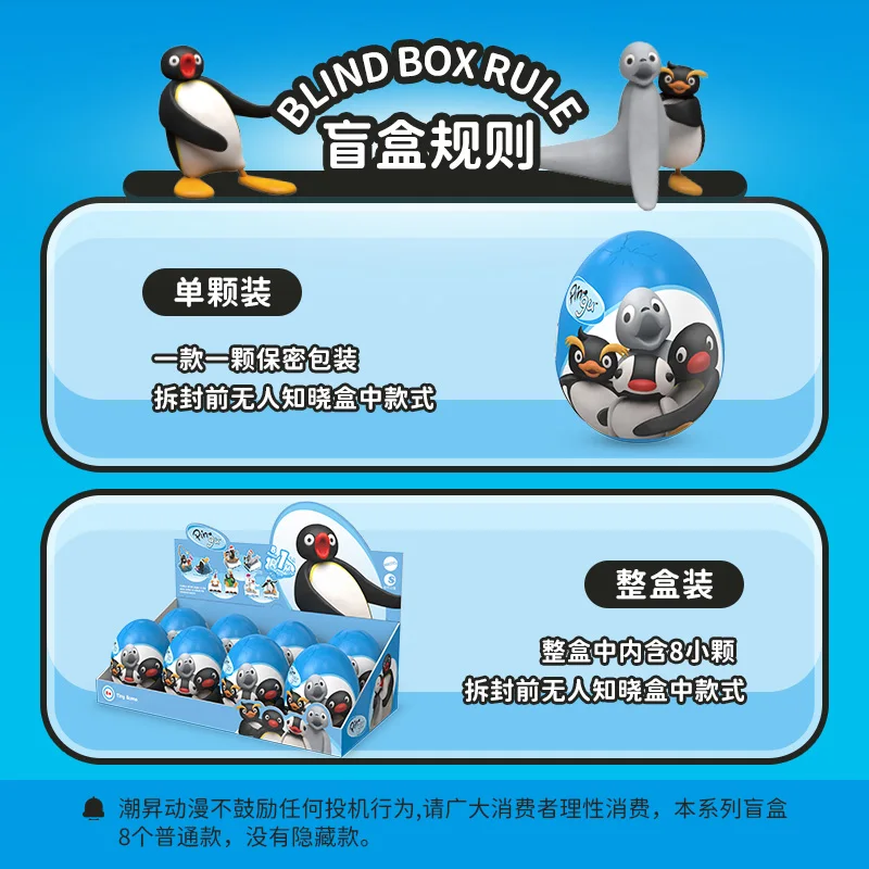 Genuine Pingu Super Cute Fun Scene Series Blind Box Egg Trendy Doll Penguin Model Ornament Collect Mysety Box Halloween Gift