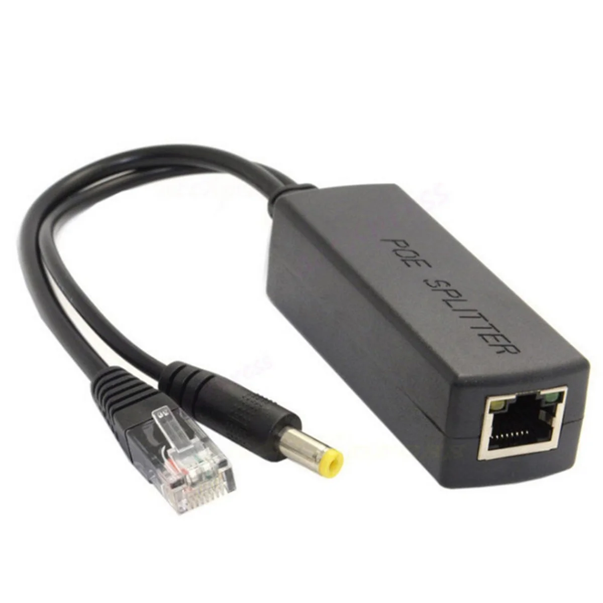 ABUOGigabit Mini PoE Splitter 10/100/1000Mbps POE Splitter เอาต์พุต DC 12V Power over Ethernet IEEE 802.3af สําหรับ IP มาสีดํา