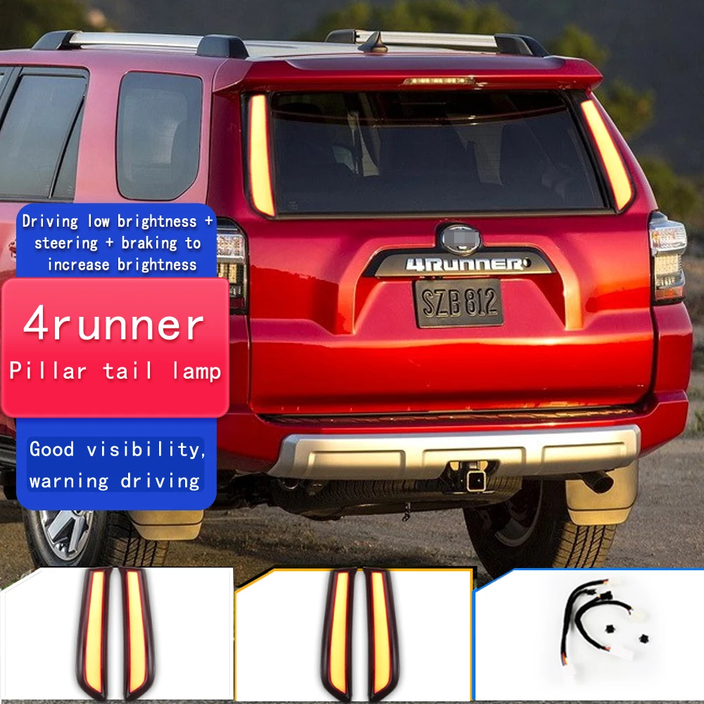 2Pcs LED Bumper Light Rear Fog Lamp Brake Light Dynamic Turn Signal Pillar Light For Toyota 4 Runner 4Runner 2010-2020 2021 2022