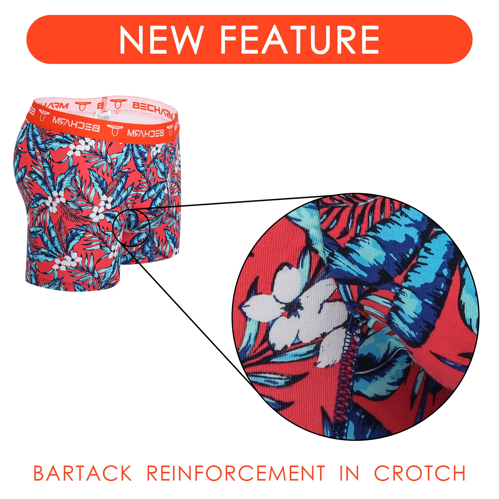 Mens Print Underwear Short Leg Boxer Briefs Boy Breathable Comfortable No Ride Up Trunks 5 Pack Man